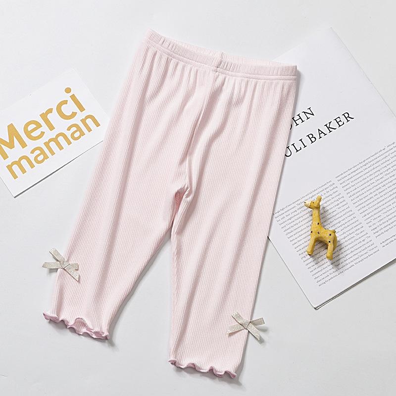 

Летние тонкие леггинсы для девочек, детская домашняя одежда ярких цветов, капри, детские леггинсы для танцев и спорта, повседневные леггинсы длиной до колена 150 розовый