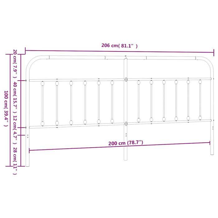 VidaXL Tête de lit métal noir 200 cm 352616