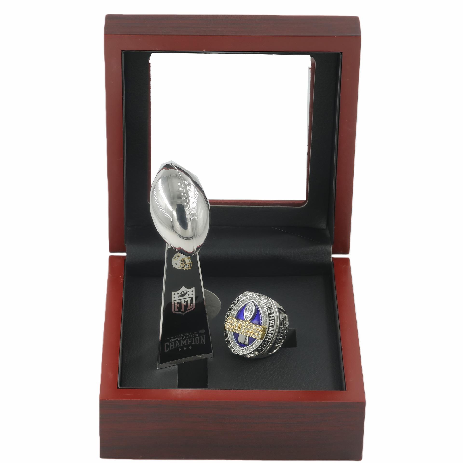 

2025 NFL Fantasy Football Black Logo Trophy Gift Box with FFL Imprint Size 11 Ring