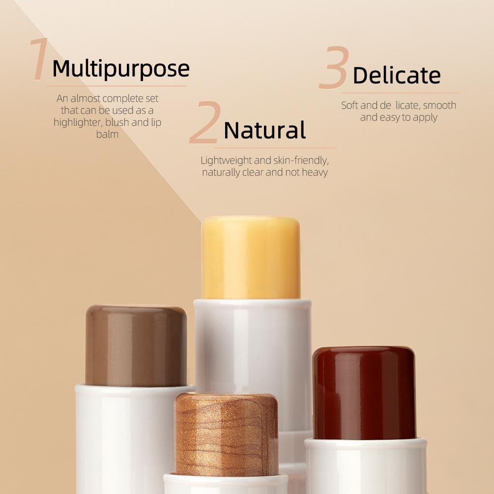 QIBEST Multi-function Makeup Stick Highlighter Blush Contour Stick Lipstick Set Rouge Pen