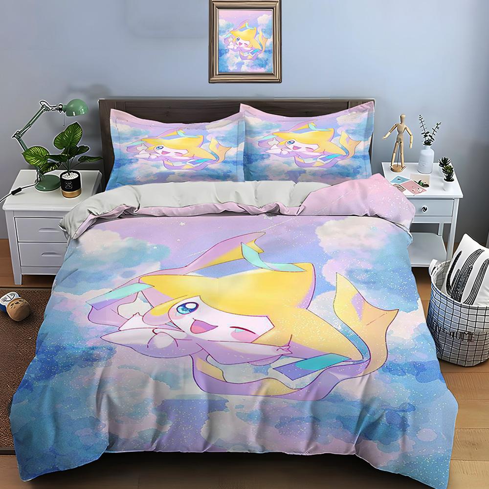 

Покемон Джирачи Принт Мягкий Пододеяльник Наволочка Комплект Постельного Белья Детский Взрослый Удобный Комплект для Кровати Полуторный Кинг Комплект Постельного Белья Роскошный EU Twin 135X200cm