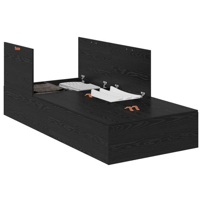 Cadre de lit de rangement vidaXL Chêne noir 90x190 cm 3335406