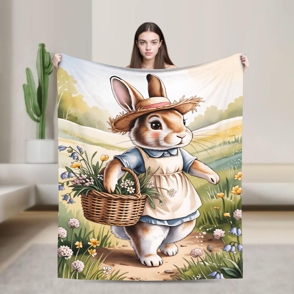 Easter Egg Bedding Throws Soft Aesthetic Blanket  For Outdoor Plane Travel Flannel Bedspread Bed Cover