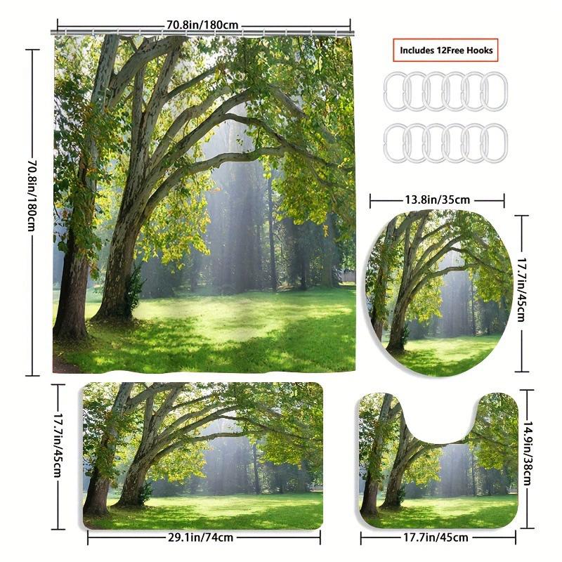 Ensemble de salle de bain récif corallien sous-marin enchanteur - Rideau de douche imperméable, Housse de couvercle de toilette, Tapis de bain et Tapis contour