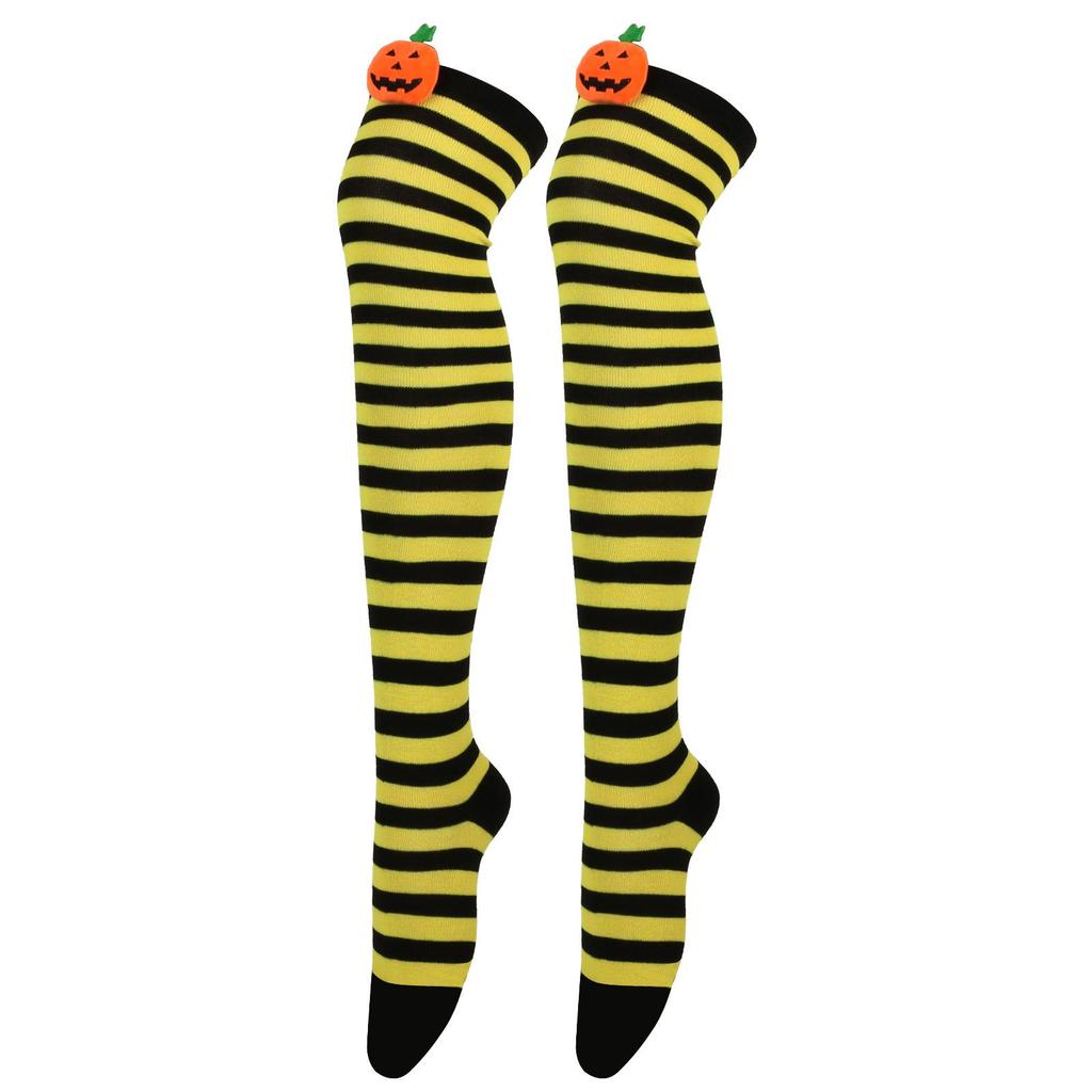 Women's Halloween Devil Over-the-Knee Cosplay Socks: European and American Striped Long Socks