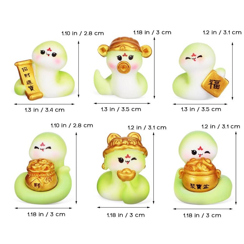 6pcs/set Mini Snake Figurin Chinese Micro Landscape New Year Lucky Snake Ornaments  Snake Year 2025