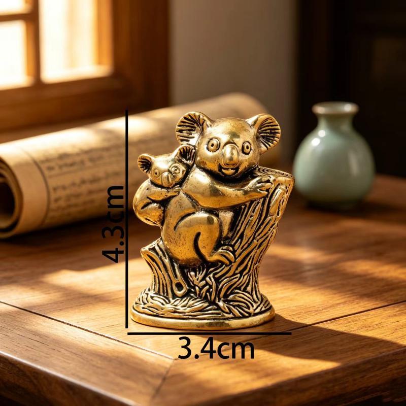 Vintage Brass Cute Koala Miniature Ornaments Table Tea Pet Statue Office Home Decoration Animal Collection Gifts
