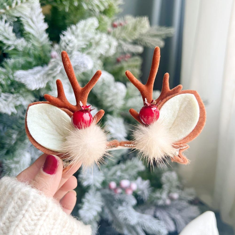 Cute Christmas Elk Ear Hair Clip Women Girl Santa Hairpin Xmas Party Barrettes for Kids Cosplay Headwear Child's Christmas Gift