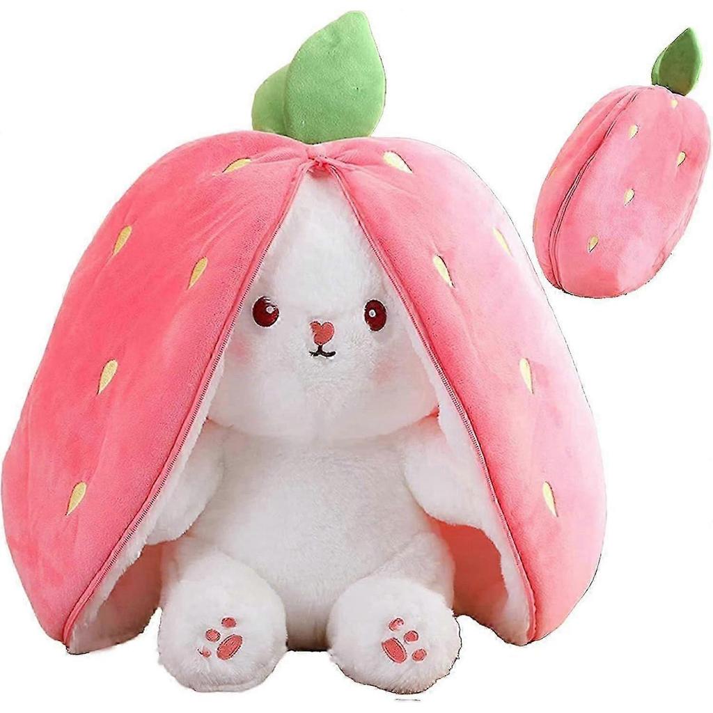 Rabbit Muppet Toys, 2023 New Strawberry/Carrot Bunny Plush, Reversible Carrot Strawberry Plush Cute Bunny Plushie
