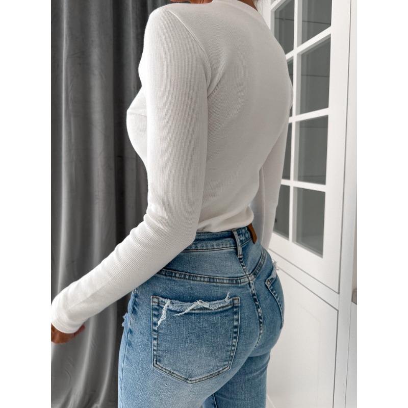 JKASHDK Women's Fashion Casual Spring Autumn Solid Color Print Long Sleeve O-Neck Blouses & Shirts