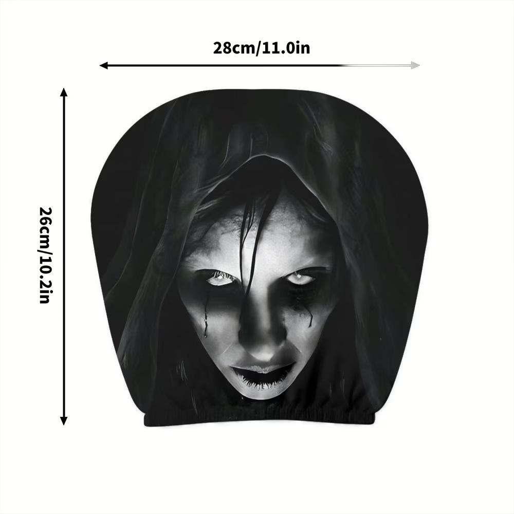 Car Headrest Covers 2 Pack Soft Polyester Fabric Funny Cartoon Print - Stretchy Universal Fit Seat Headrest Protector for Auto Interior Decoration
