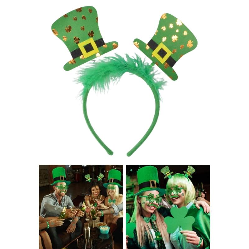 Green Hair Hoop Fun and Lucky Irish Hat Bopper for Patricks Day Festivities