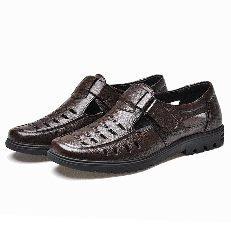 Summer Shoes Men Sandals Cow Leather Casual Shoes Brand Male Sandals Non-slip Black Brown K172