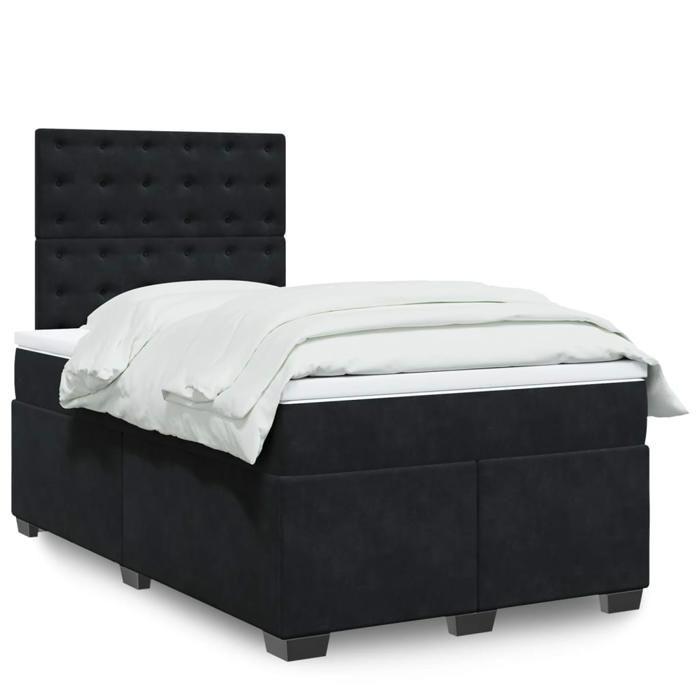 Cadre de lit avec matelas - Maison Exclusive - 120x190 cm - Velours noir - Lumières LED incluses