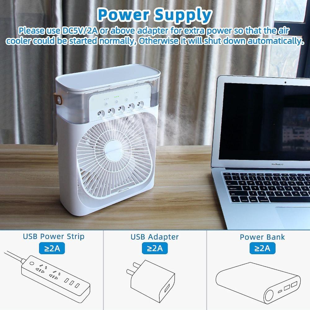 3 In 1 Air Humidifier Cooling USB Fan LED Night Light Water Mist Fun Humidification Fan Spray Electric Fan