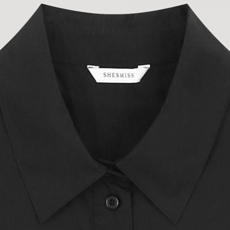  Shs Miss  Cotton Basic Crop Shirt Swwsto32060 Bk
