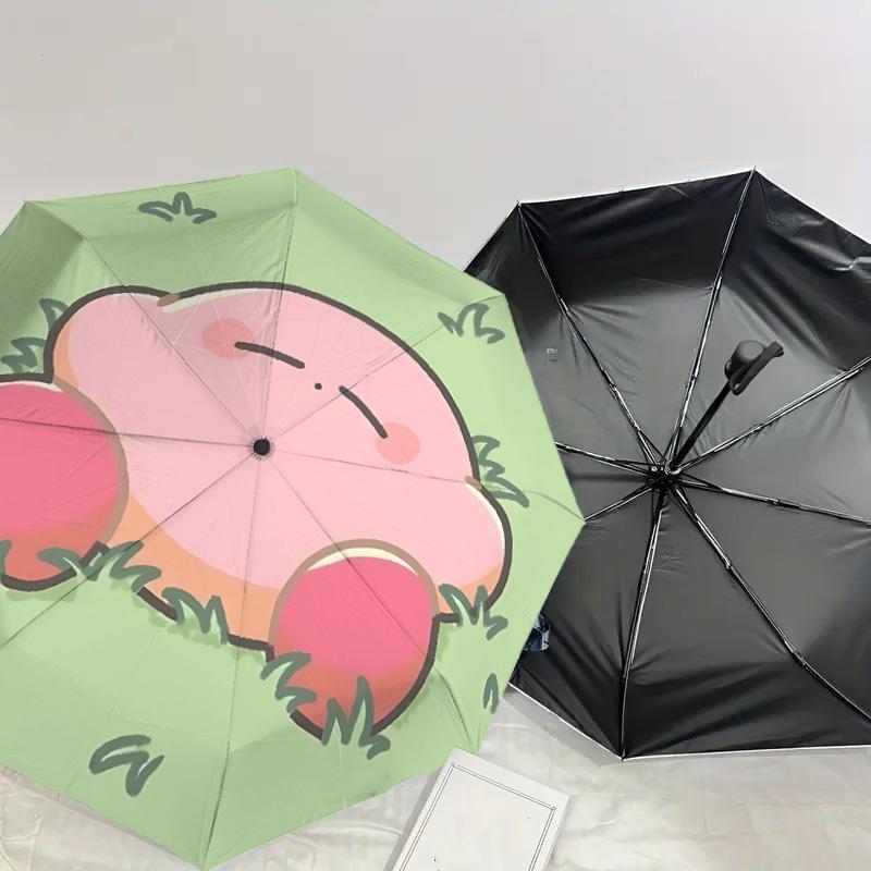 Entzückender Kirby Wolken-Regenschirm: Perfekt für Outdoor-Abenteuer, Automatisches Öffnen & Schließen, Leicht und Langlebig, Ideales Reiseaccessoire 062