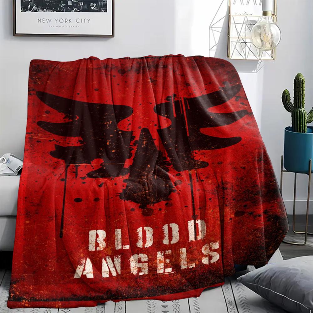1Pc Blood Angels Cool Print Flannel Blanket, High Quality Comfortable for All Seasons, Home Decor, Warmth and Comfort, Perfect for Christmas Gifts 09
