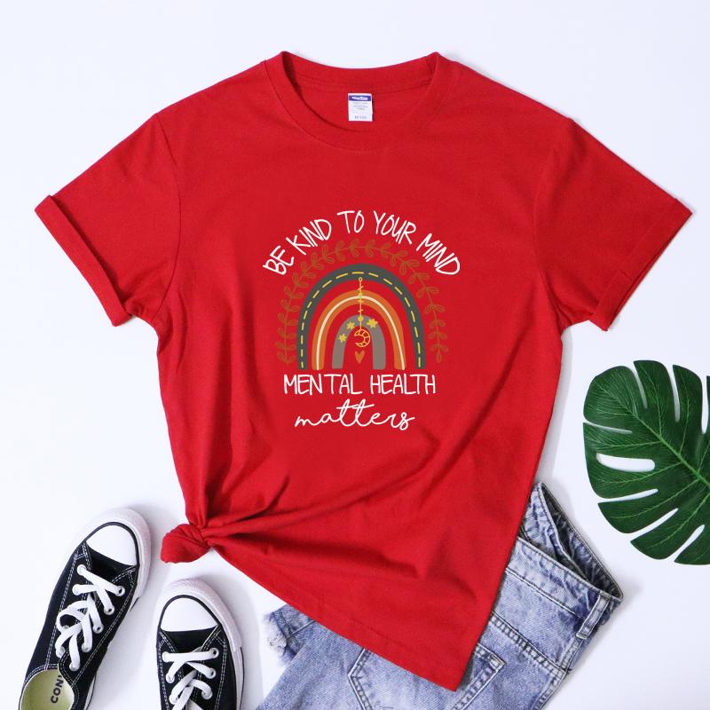 Be Kind To Your Mind Unisextal Health Matters Tshirt Vintage Unisex Boho Rainbow Self Love Tee Shirt Top
