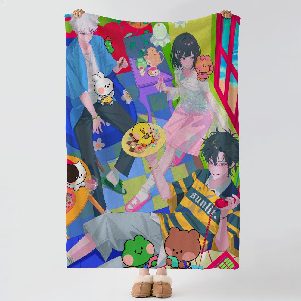 anime L-Link Click-k Throw Thick Comfort Flannel Quilt, Multi-scene Use Indoor Outdoor Daily Nap