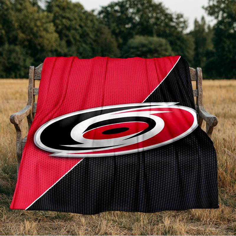 Carolina Hockey Logo Blanket Flannel Throw for Sofa, Indoor, Camping, Living Room, Office, Chair, And Bed Soft Birthday Gift
