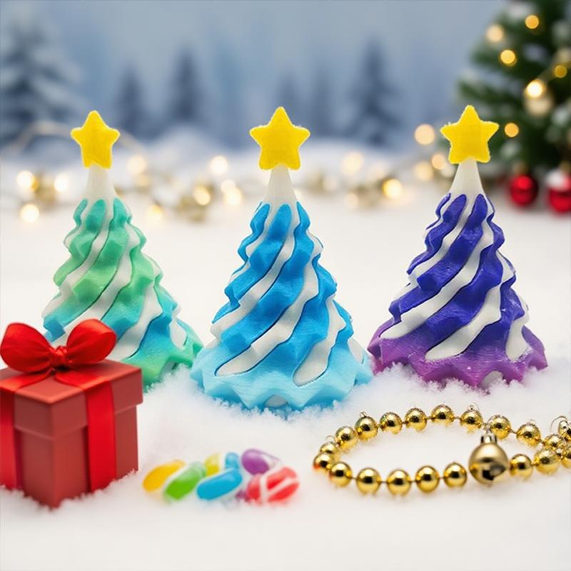 3D Printed Christmas Tree 3D Spiral Cone Rotating Pyramid 3D Printed Ornament Home Decor Impossible Passthrough Pyramid Sculptur