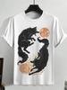 Japanisches Ukiyo-e Grafik T-Shirt Herren Tier Wellen Sonne 3D-gedruckte T-Shirts Lässig Kurzarm Tees Outdoor Übergroße O-Ausschnitt Oberteile
