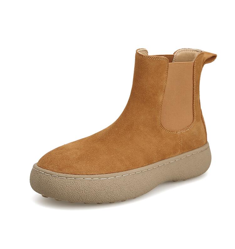 

Fashion NEW Autumn Women Boots Cow Suede Leather Shoes for Women Round Toe Thick Heel Short Boots Casual Slip-on Platform Chelsea Boots 40