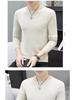 Men's Slim Fit Round Neck Sweater: Long Sleeve, Thin Pullover, Solid Color, Plus Velvet Knitwear for Autumn/Winter.