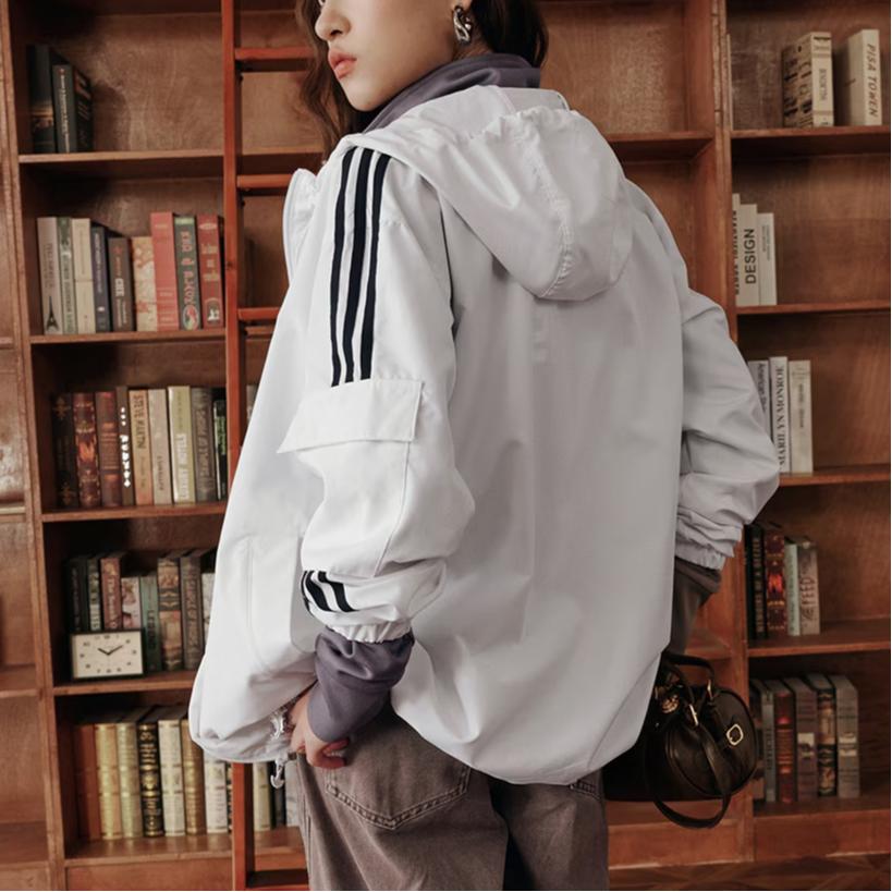 Adidas Originals Stag Track Casual Minimalistisk Allsidig Hettejakke Unisex Jakke Lys-Hvit KB1944