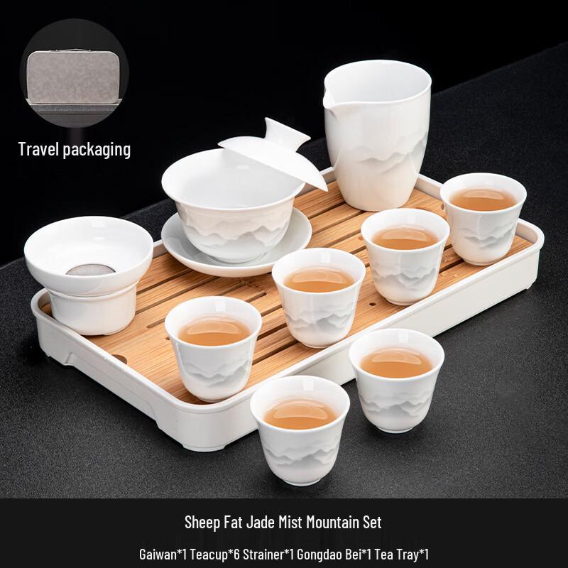 

Chaxun Misty Mountain 9-Piece Mutton Fat White Porcelain Tea Set