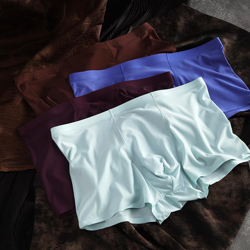 Men's Summer Thin New Style Ice Silk No Trace Breathable Naked Feeling One Piece of Low Waist Flat Angle Underwear