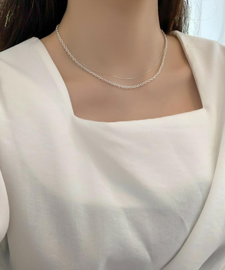 Alleun Silver 925 Round Oval Chestnut Chain Necklace