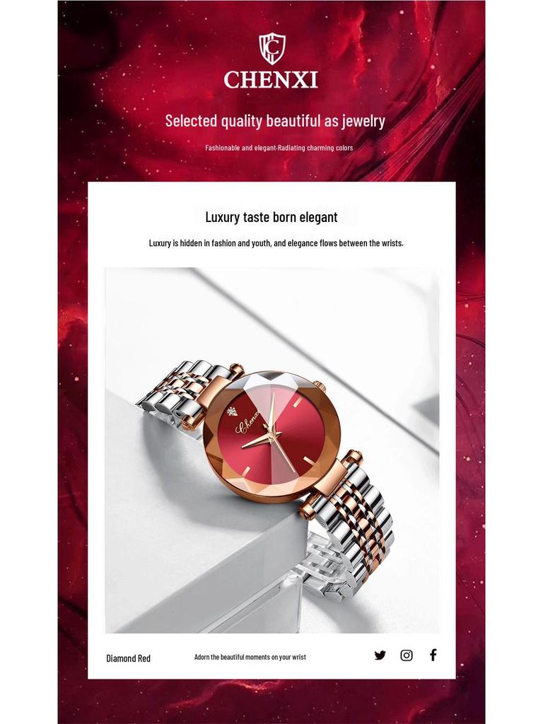 Morning Light Women's Fashion Watch - Diamond-Shaped Glass, Waterproof Quartz
