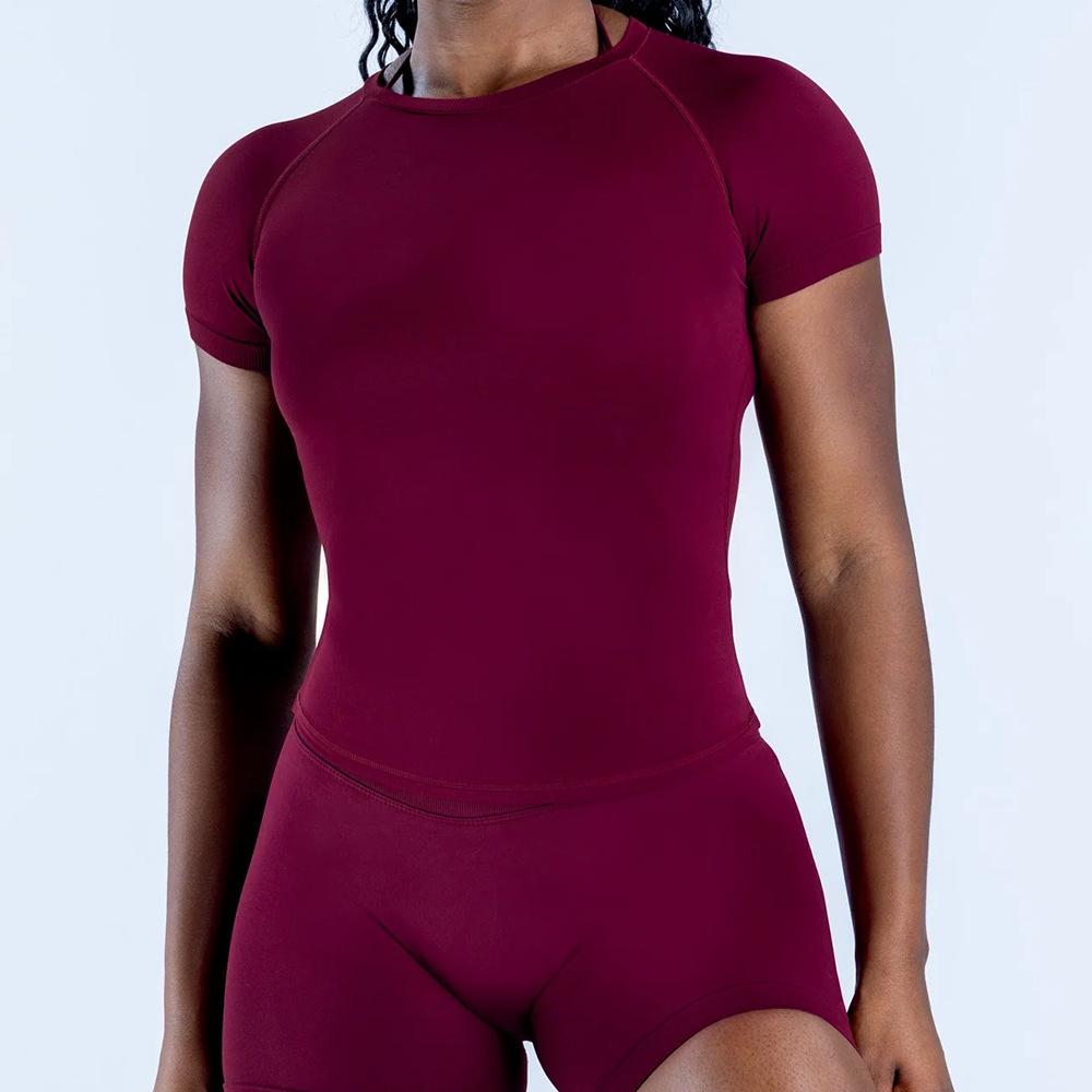

Yoga Sports Short Sleeve T-Shirt for Women, Stretchy Workout Top, Fitness Tee XS