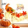Autumn Harvest Wall Decals Festival Stickers for Thanksgiving Decor, PVC Cornucopia Pumpkins And Maple Leaves Decals, Festive Art Peel Stick