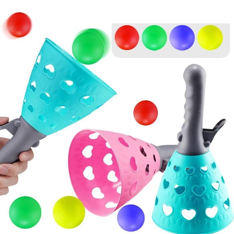 Kids Indoor Elastic Throw And Catch Ball Set Plastic Material Parent-child Interactive Sensory Training Outdoor Toy Blue-pink