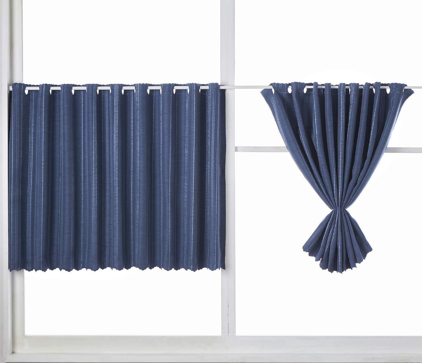 

Iams Cafe Curtains Pack of 2 145cm Wide x 75cm Long Navy Level 2 Light Zeon Washable Light Blocking Cafe Curtains for Small 75cm Long in [Value / / /