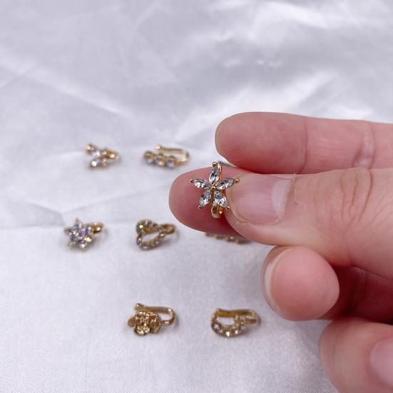 9Pcs Ear Bone Studs Flower Shape Rhinestone Jewelry Moon Non Pierced