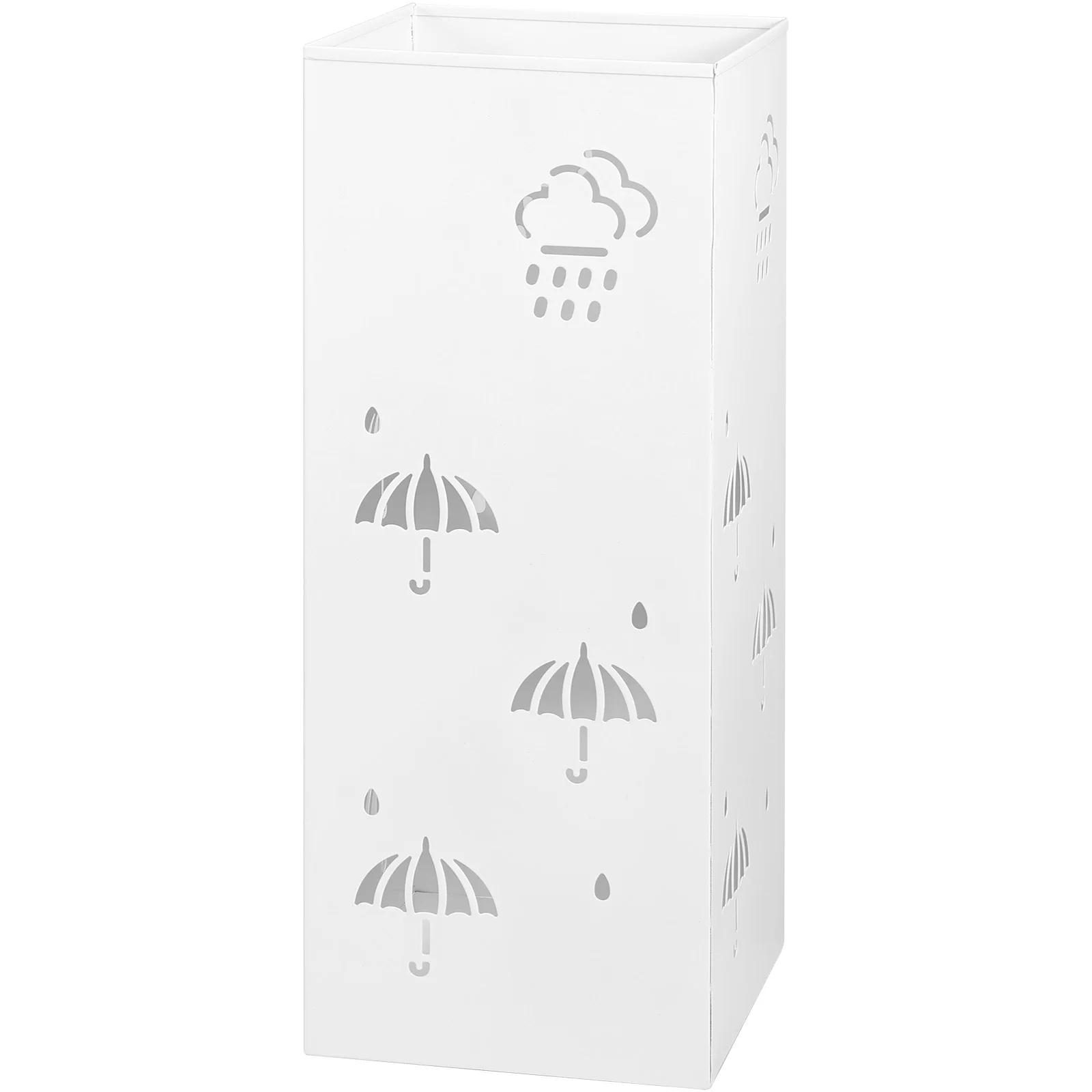 Square Umbrella Stand Rack Metal Durable Stable Holder Multipurpose Storage Container Holds 4-8 Umbrellas for Home Office Decor белый
