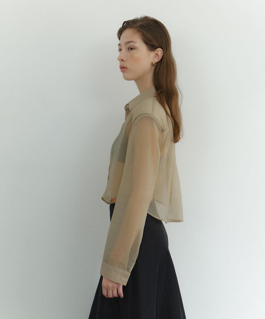 Geunonoi Organza Crop Shirt (Beige)