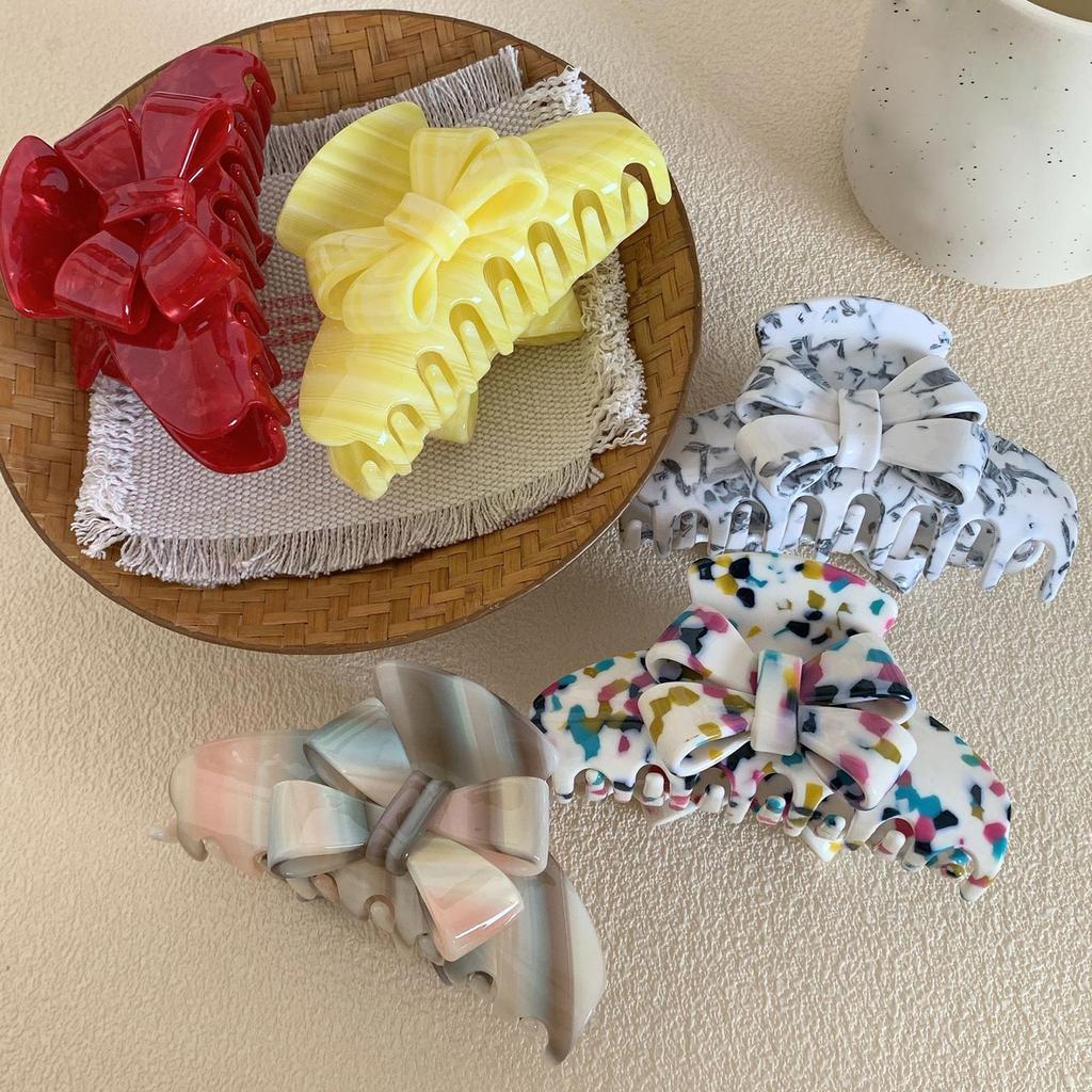 Sweet Bowknot Hair Claw Clips Large Hair Gripper Nonslip Elegant Hair Accessory for Women Lady Girls Thin Thick Hair