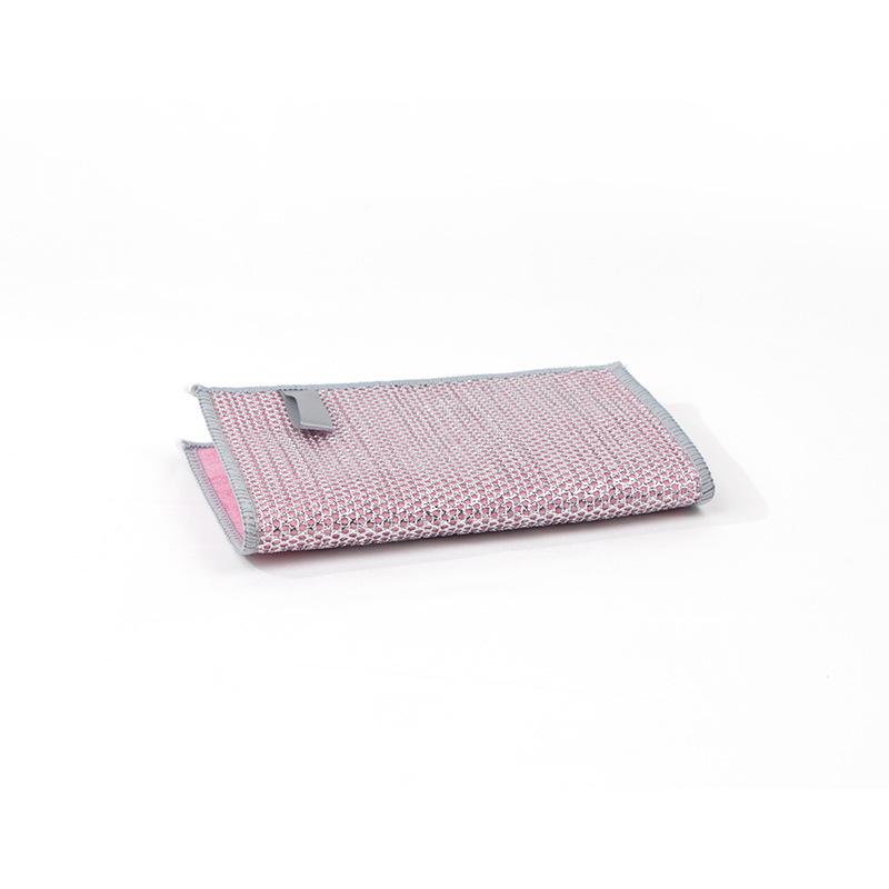 High-Quality Silver Thread Dishcloth: Soft, Durable, Non-Stick, and Tough Dishwashing Cloth with Steel Wire and Polyester Blend.
