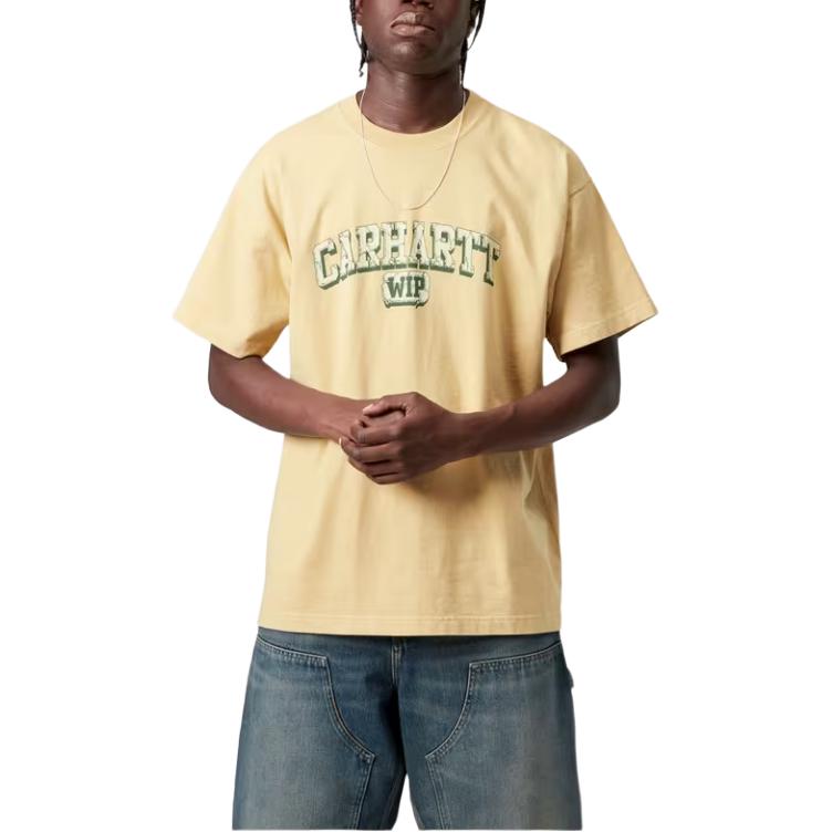 Carhartt WIP FW25 S/S Heavy Duty T-Shirt Loose Faded Front Logo Letter Vintage Casual Short Sleeve T-Shirt Men T-Shirts I036015-3GC-4G
