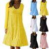 Women's Fashion Long Sleeve Round Neck Color Big Swing Beach Dress