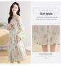 Elegant French Floral Print Puff Sleeve Dress: Spring & Autumn Waist-Cinching Long Skirt