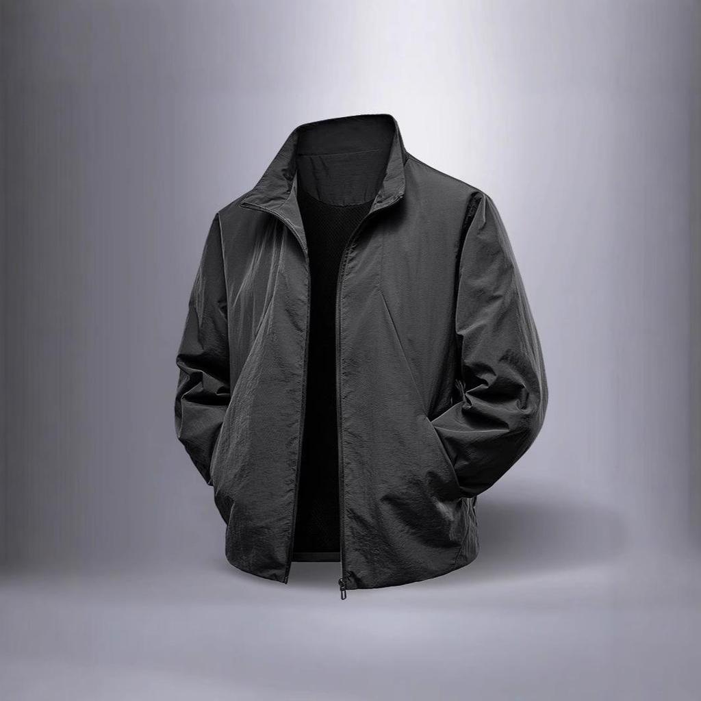 Men's 2025 Spring/Autumn Sports Windbreaker – Stand-up Collar, Handsome Outdoor Casual Jacket for Cycling and Running