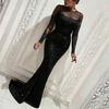 Cocktail & Evening Dresses - Spring Summer Sequined Gold High Waisted Bodycon Midi Dress Elegant Office Slim Fit Long Dress