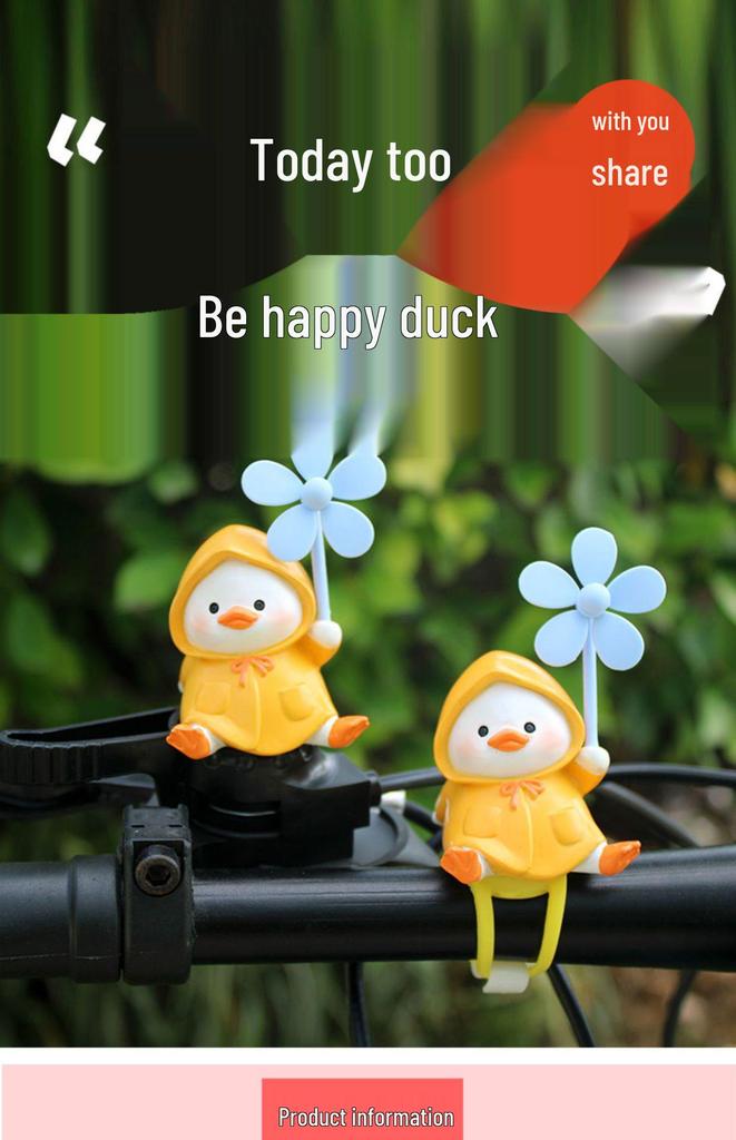 Cute Little Duck Raincoat Scooter Ornament: Windmill Bamboo Dragonfly for Bicycle or Motorcycle Decorations.