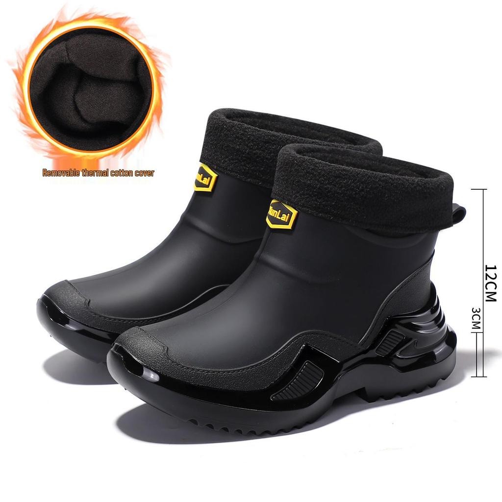 Trendy Men's Waterproof Rubber Rain Boots - Non-slip, Thickened, Sports Style  